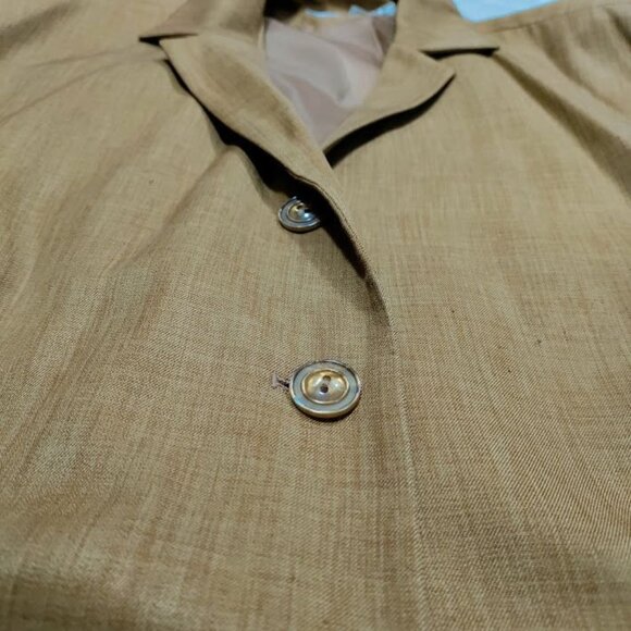 PRET A PORTER SUITS Stylish Tan Vintage Fully Lined Blazer & Pants Set Size 26W - Picture 4 of 16